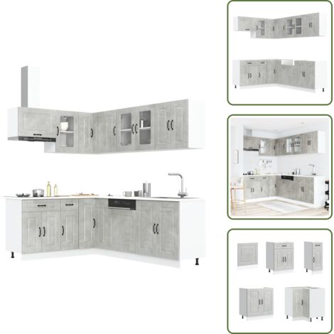 Mobili da cucina con scomparti - vidaXL Set Mobili da Cucina 11 pz Kalmar Grigio Cemento in Truciolato - Mobili da cucina con piedini regolabili
