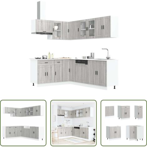 Mobili da cucina in truciolato -  Set Mobili da Cucina 11 pz Porto Grigio Sonoma in Truciolato