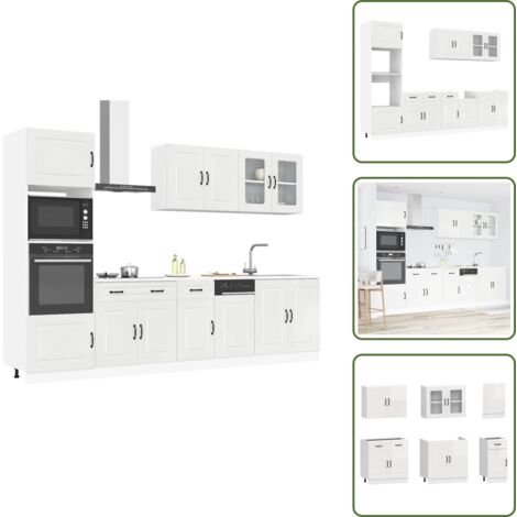Mobili da cucina in truciolato - vidaXL Set Mobili da Cucina 7 pz Kalmar Bianchi Lucido in Truciolato - Armadi da cucina in vetro