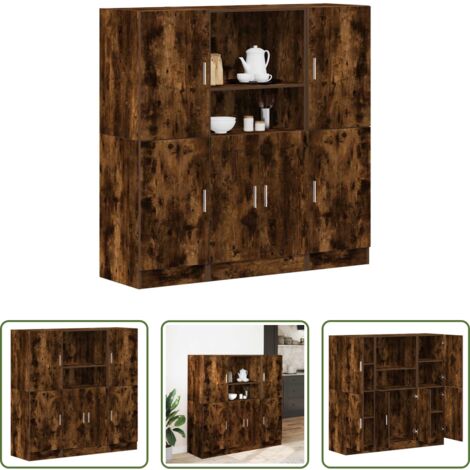Mobili da cucina -  Set di Mobili da Cucina 3 pz Rovere Fumo in Truciolato