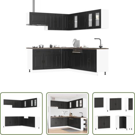 Mobili da cucina -  Set Mobili da Cucina 11 pz Kalmar Neri Legno Multistrato