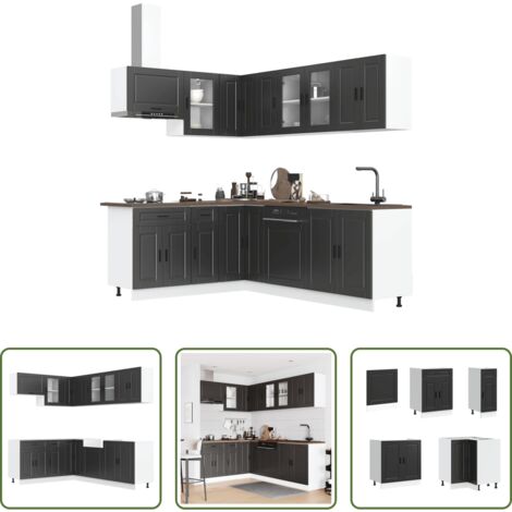 Mobili da cucina -  Set Mobili da Cucina 11 pz Porto Neri Legno Multistrato
