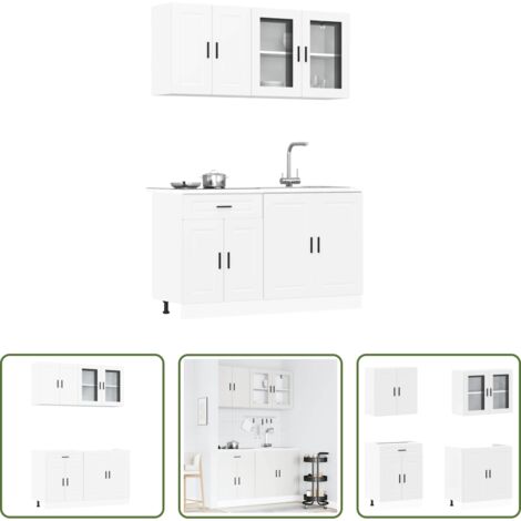 Mobili da cucina -  Set Mobili da Cucina 4 pz Porto Bianchi Legno Multistrato