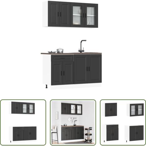 Mobili da cucina -  Set Mobili da Cucina 4 pz Porto Neri Legno Multistrato