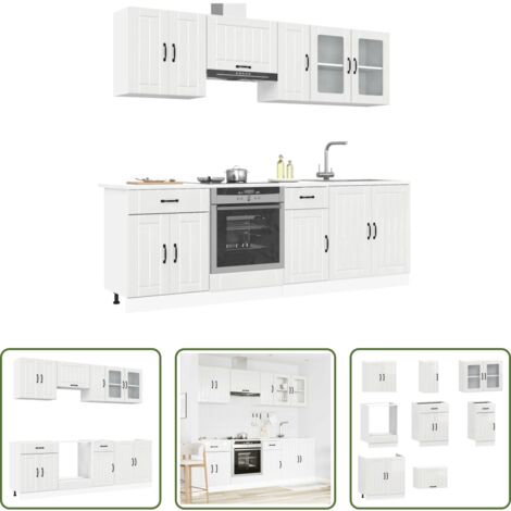 Mobili da cucina -  Set Mobili da Cucina 8 pz Lucca Bianchi Lucido in Truciolato