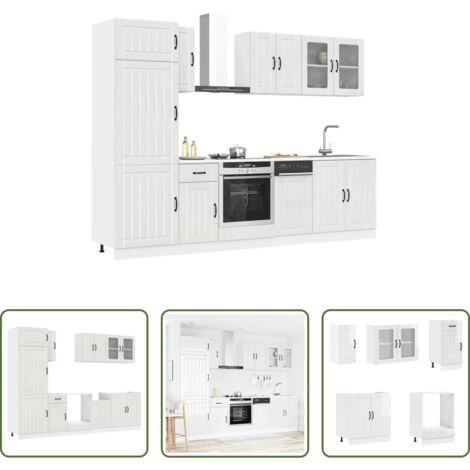 Mobili da cucina -  Set Mobili da Cucina 8 pz Lucca Bianchi Lucido in Truciolato