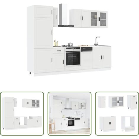 Mobili da cucina -  Set Mobili da Cucina 8 pz Porto Bianco Legno Multistrato