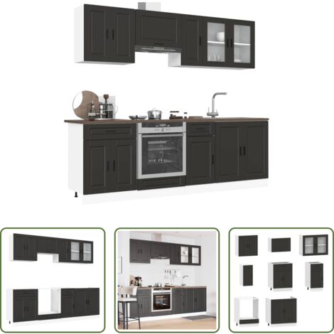 Mobili da cucina -  Set Mobili da Cucina 8 pz Porto Neri Legno Multistrato