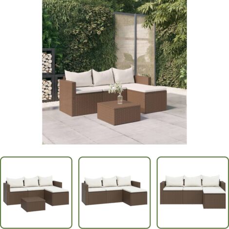 Mobili da esterno -  Set Mobili da Giardino Marrone in Polyrattan