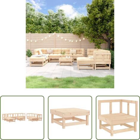 Mobili da esterno -  Set Salotto da Giardino 11 pz in Legno Massello di Pino