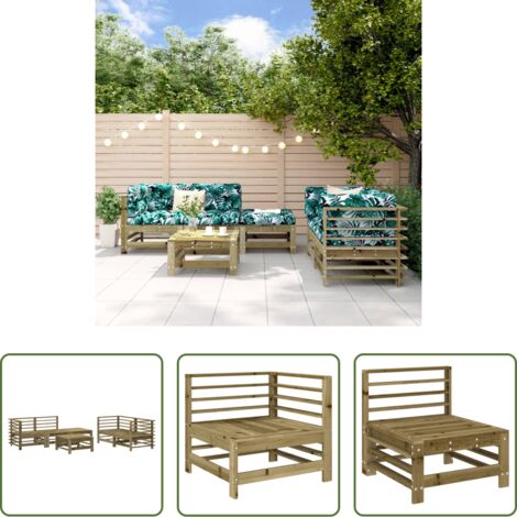 Mobili da esterno -  Set Salotto da Giardino 6 pz in Legno Impregnato di Pino