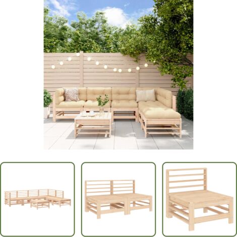 Mobili da esterno -  Set Salotto da Giardino 7 pz in Legno Massello di Pino