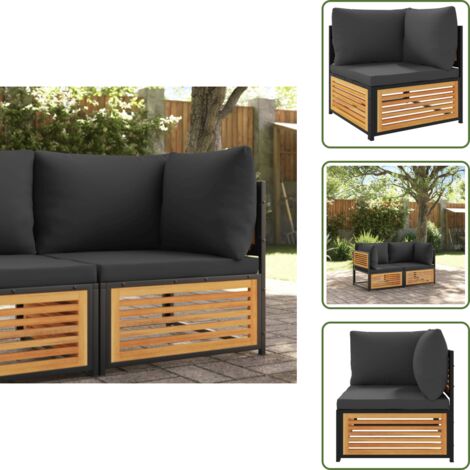 Mobili da esterno - vidaXL Divano Angolare Giardino con Cuscini Legno Massello di Acacia - Divano in legno