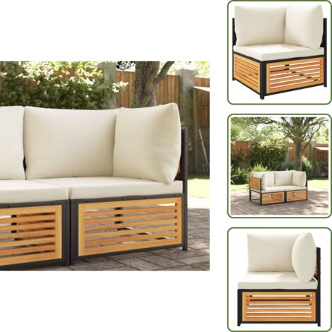 Mobili da esterno - vidaXL Divano Angolare Giardino con Cuscini Legno Massello di Acacia - Divano in legno