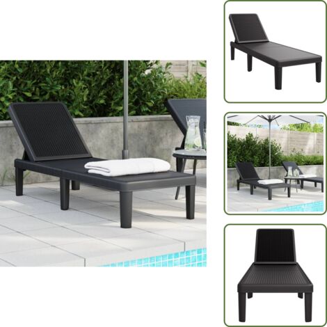 Mobili da esterno - vidaXL Lettino Prendisole 4 Altezze Regolabili Nero 155,5x57x28 cm iPP - Lettino esterno