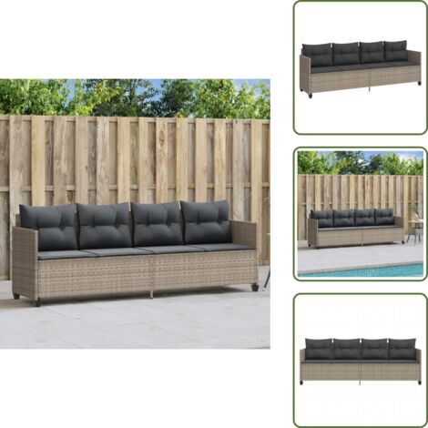 Mobili da esterno - vidaXL Lettino Prendisole con Cuscini Grigio Chiaro in Polyrattan - Seduta confortevole