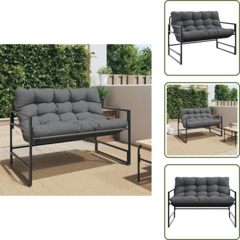 Mobili da esterno - vidaXL Panchina da Giardino con Cuscino Antracite 113 cm in Acciaio - Panchina in acciaio