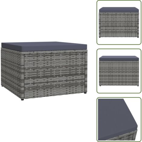 Mobili da esterno - vidaXL Poggiapiedi da Giardino con Cuscini Grigio in Polyrattan - Poggiapiedi in acciaio