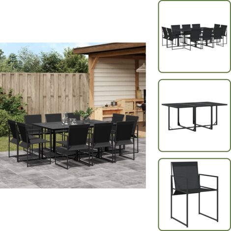 Mobili da esterno - vidaXL Set da Pranzo da Giardino 11 pz Nero in Textilene - Sedie in rattan