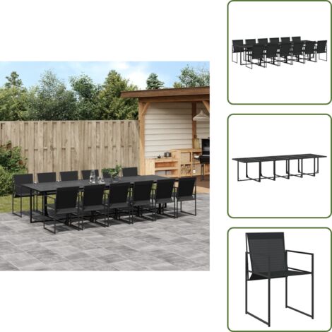 Mobili da esterno - vidaXL Set da Pranzo da Giardino 13 pz Nero in Textilene - Sedie in rattan