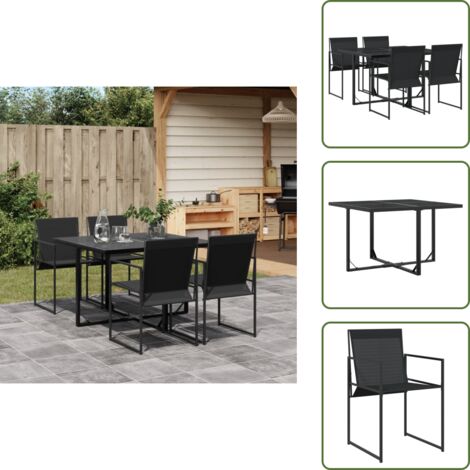 Mobili da esterno - vidaXL Set da Pranzo da Giardino 5 pz Nero in Textilene - Sedie in rattan