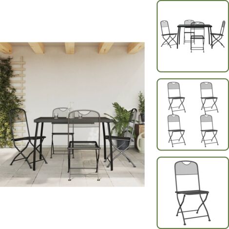 Mobili da esterno - vidaXL Set da Pranzo da Giardino 5pz Antracite in Rete Metallica - Design a rete
