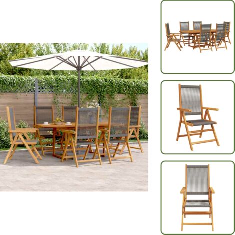 Mobili da esterno - vidaXL Set da Pranzo da Giardino 7 pz Polipropilene e Legno Massello - Tavolo esterno