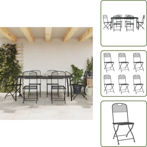 Mobili da esterno - vidaXL Set da Pranzo da Giardino 7pz Antracite in Rete Metallica - Design a rete