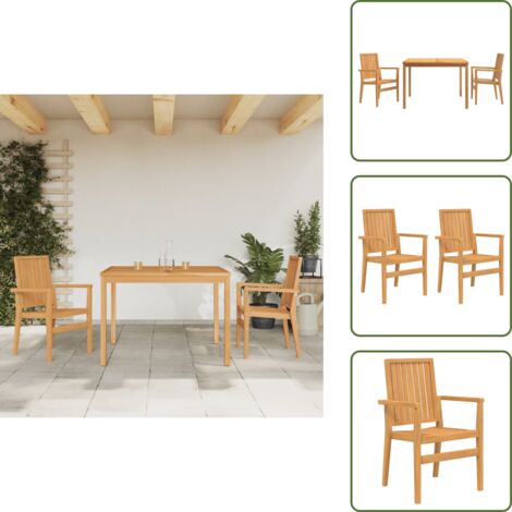 Mobili da esterno - vidaXL Set da Pranzo per Giardino 3 pz in Legno Massello di Teak - Tavolo in teak