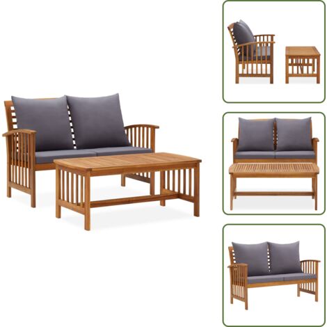 Mobili da esterno - vidaXL Set Divani da Giardino 2 pz con Cuscini in Massello di Acacia - Divano in legno