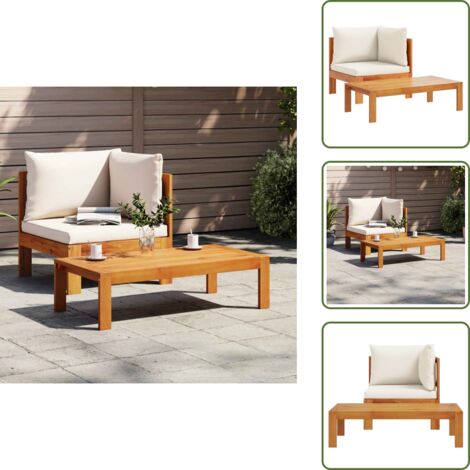 Mobili da esterno - vidaXL Set Divani da Giardino 2pz con Cuscini Legno Massello di Acacia - Divano in legno