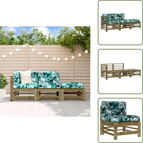 Mobili da esterno - vidaXL Set Divani da Giardino 3pz con Cuscini Legno Impregnato di Pino - Divano angolare