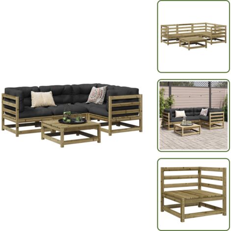 Mobili da esterno - vidaXL Set Divani da Giardino 5 pz in Legno Impregnato di Pino - Divano angolare