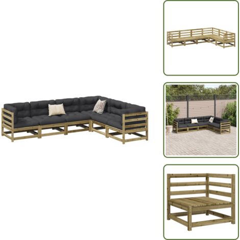 Mobili da esterno - vidaXL Set Divani da Giardino 6 pz in Legno Impregnato di Pino - Divano angolare