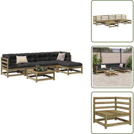 Mobili da esterno - vidaXL Set Divani da Giardino 6 pz in Legno Impregnato di Pino - Divano angolare