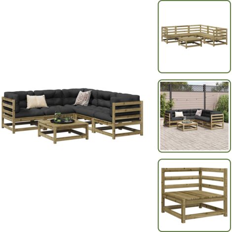 Mobili da esterno - vidaXL Set Divani da Giardino 6 pz in Legno Impregnato di Pino - Divano angolare