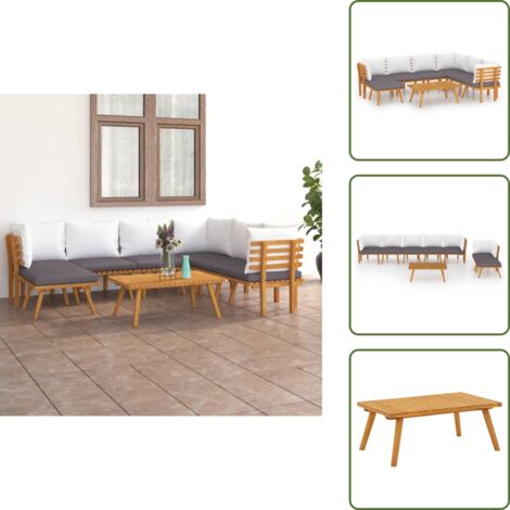 Mobili da esterno - vidaXL Set Divani da Giardino 8 pz con Cuscini in Massello di Acacia - Divano in acacia