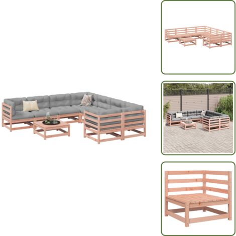 Mobili da esterno - vidaXL Set Divani da Giardino 9 pz in Legno Massello Abete Douglas - Sedute angolari