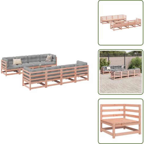 Mobili da esterno - vidaXL Set Divani da Giardino 9 pz in Legno Massello Abete Douglas - Sedute angolari