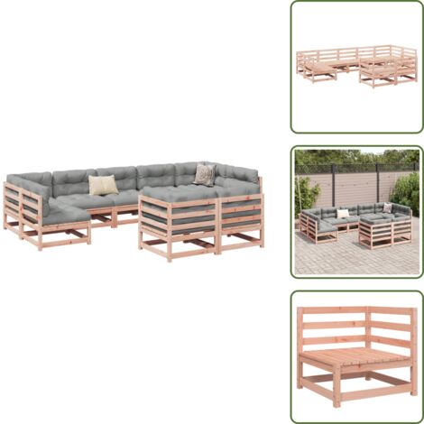 Mobili da esterno - vidaXL Set Divani da Giardino 9 pz in Legno Massello Abete Douglas - Sedute angolari