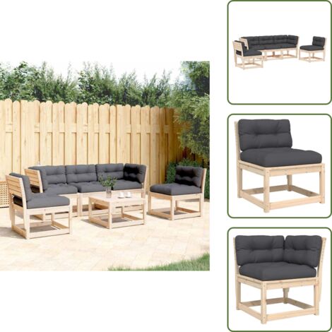 Mobili da esterno - vidaXL Set Divani Giardino 5 pz con Cuscini in Legno Massello di Pino - Divano angolare