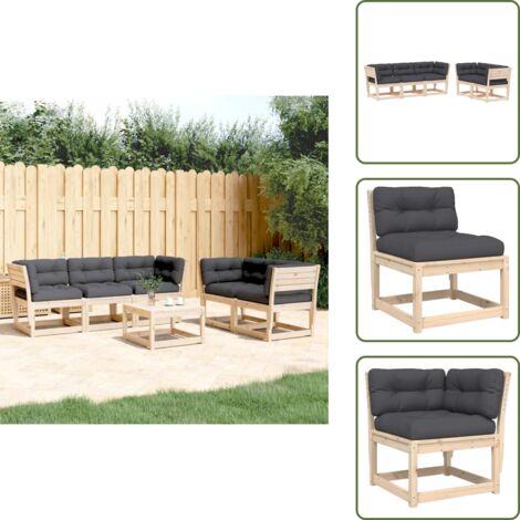 Mobili da esterno - vidaXL Set Divani Giardino 5 pz con Cuscini in Legno Massello di Pino - Divano angolare