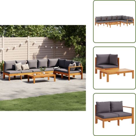 Mobili da esterno - vidaXL Set Divano da Giardino 5 pz con Cuscini Legno Massello Acacia - Divano angolare