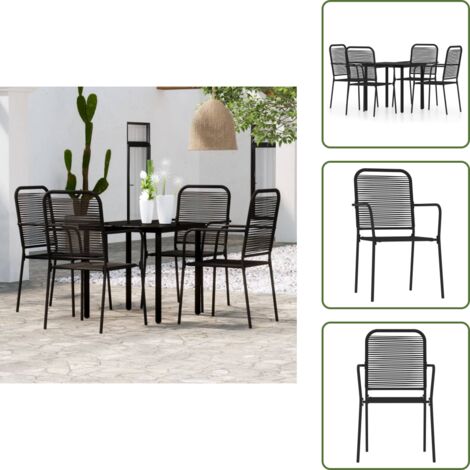 Mobili da esterno - vidaXL Set Mobili da Pranzo per Giardino 5 pz Nero - Tavolo in vetro temperato