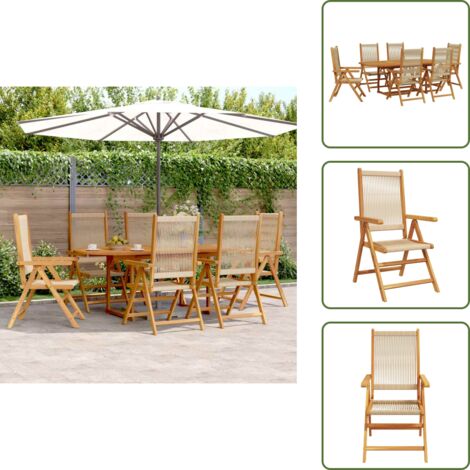 Mobili da esterno - vidaXL Set Pranzo da Giardino 7 pz Beige Polipropilene/ Legno Massello - Tavolo esterno