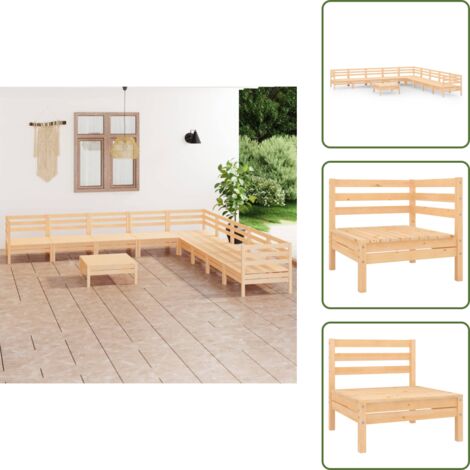 Mobili da esterno - vidaXL Set Salotto da Giardino 10 pz in Legno Massello di Pino - Divano in legno