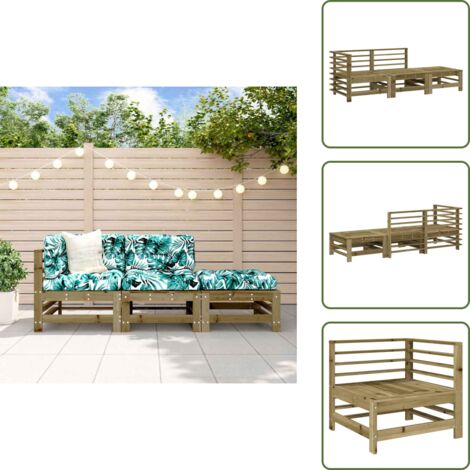 Mobili da esterno - vidaXL Set Salotto da Giardino 3 pz in Legno Impregnato di Pino - Design in doghe