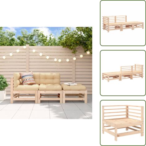 Mobili da esterno - vidaXL Set Salotto da Giardino 3 pz in Legno Massello di Pino - Divano angolare