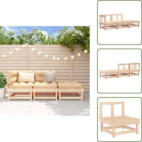 Mobili da esterno - vidaXL Set Salotto da Giardino 3 pz in Legno Massello di Pino - Divano angolare