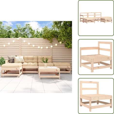 Mobili da esterno - vidaXL Set Salotto da Giardino 6 pz in Legno Massello di Pino - Divano angolare
